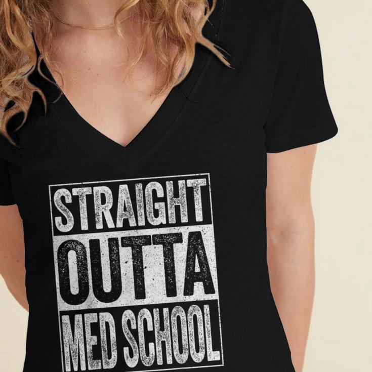 Straight Outta Med School Shirt Medical Graduation Women's Jersey Short Sleeve Deep V-Neck Tshirt