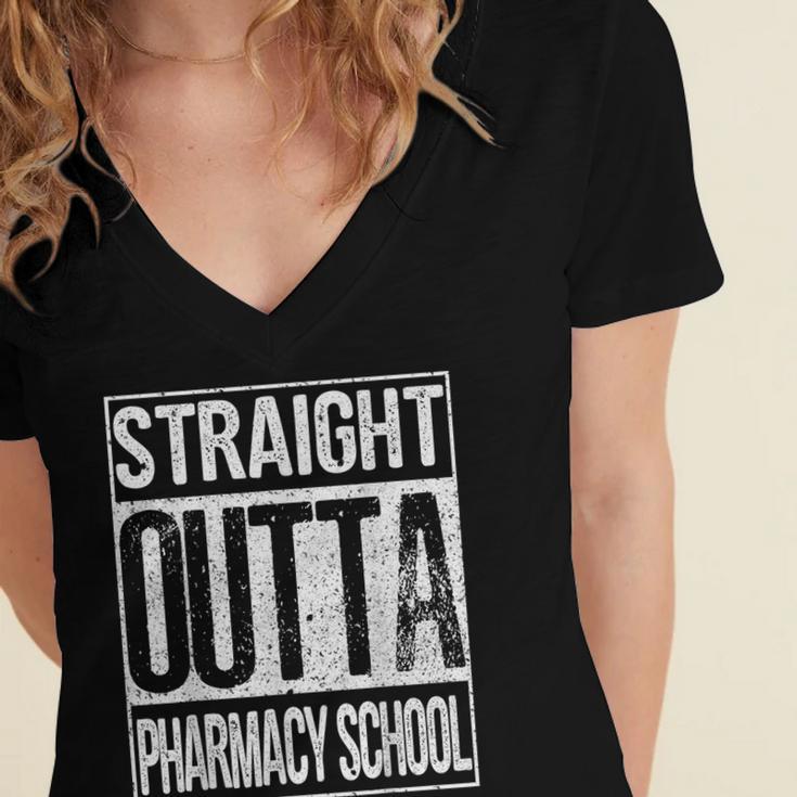 Straight Outta Pharmacy School Shirt Graduation Women's Jersey Short Sleeve Deep V-Neck Tshirt