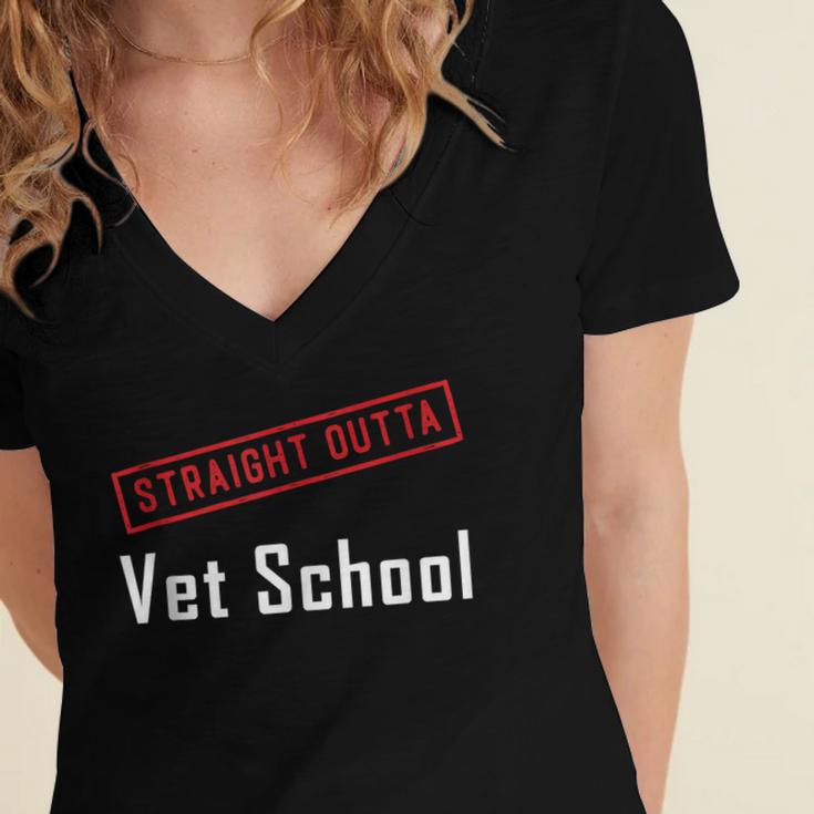 Straight Outta Vet School Graduation Veternarians I Survived Women's Jersey Short Sleeve Deep V-Neck Tshirt