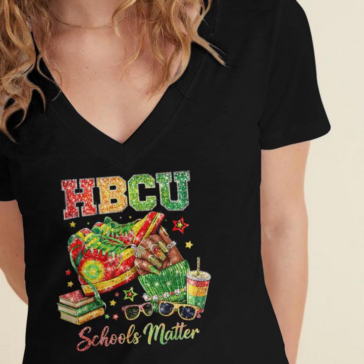 Students Future HBCU Grad History Graduation Women's Jersey Short Sleeve Deep V-Neck Tshirt