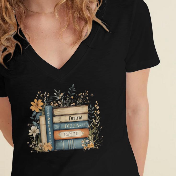 Subtle Book Anti Trump Women Book Loves Retro Women's Jersey Short Sleeve Deep V-Neck Tshirt Subtle Book Anti Trump Women Book Loves Retro Women's Jersey Short Sleeve Deep V-Neck Tshirt
