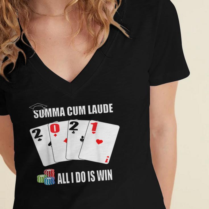 Summa Cum Laude Class Of 2021 Graduate Win Senior Graduation Women's Jersey Short Sleeve Deep V-Neck Tshirt