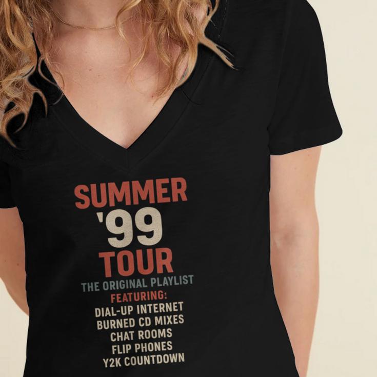 Summer 99 Tour Original Playlist Retro Nostalgia Women's Jersey Short Sleeve Deep V-Neck Tshirt