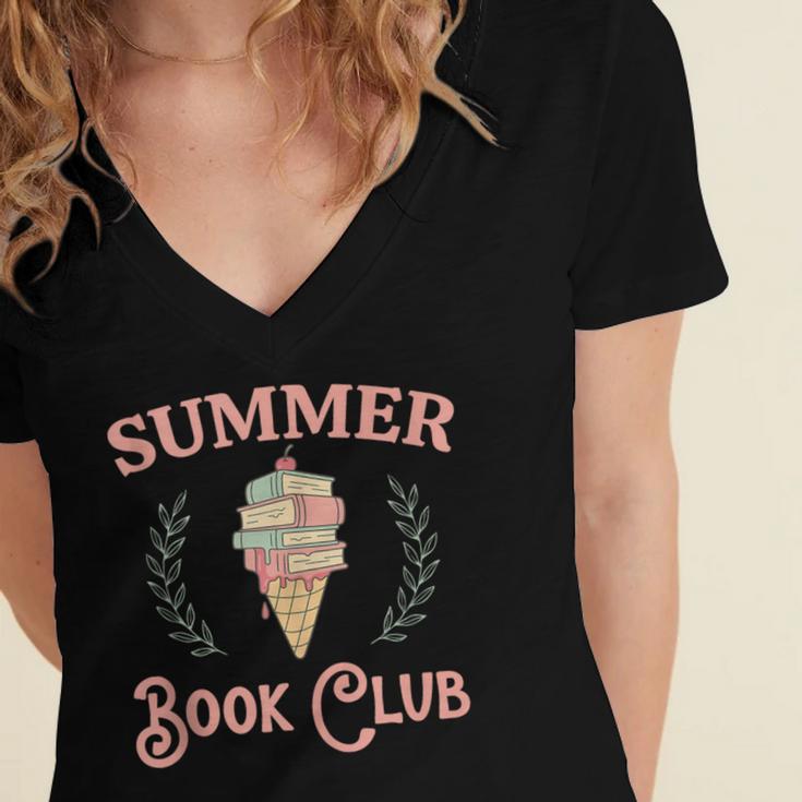 Summer Book Club Women's Jersey Short Sleeve Deep V-Neck Tshirt