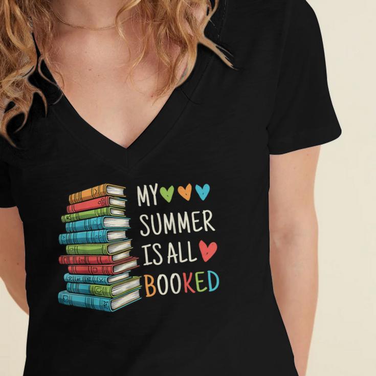My Summer Is All Booked Book Reading Book Lover Women's Jersey Short Sleeve Deep V-Neck Tshirt My Summer Is All Booked Book Reading Book Lover Women's Jersey Short Sleeve Deep V-Neck Tshirt