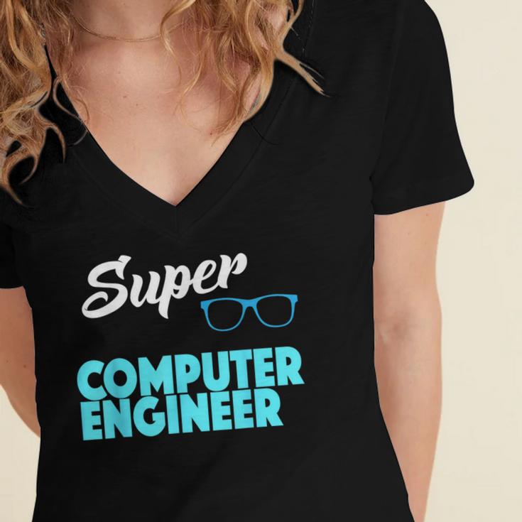 Super Computer Engineer New Job Graduation Women's Jersey Short Sleeve Deep V-Neck Tshirt
