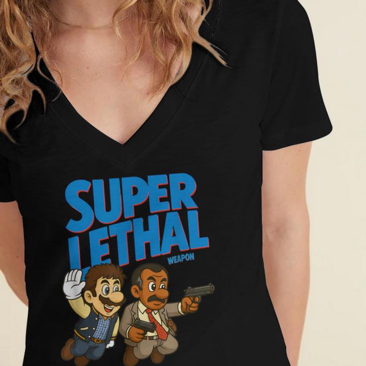 Super Lethal Cute Nostalgia Women's Jersey Short Sleeve Deep V-Neck Tshirt Super Lethal Cute Nostalgia Women's Jersey Short Sleeve Deep V-Neck Tshirt
