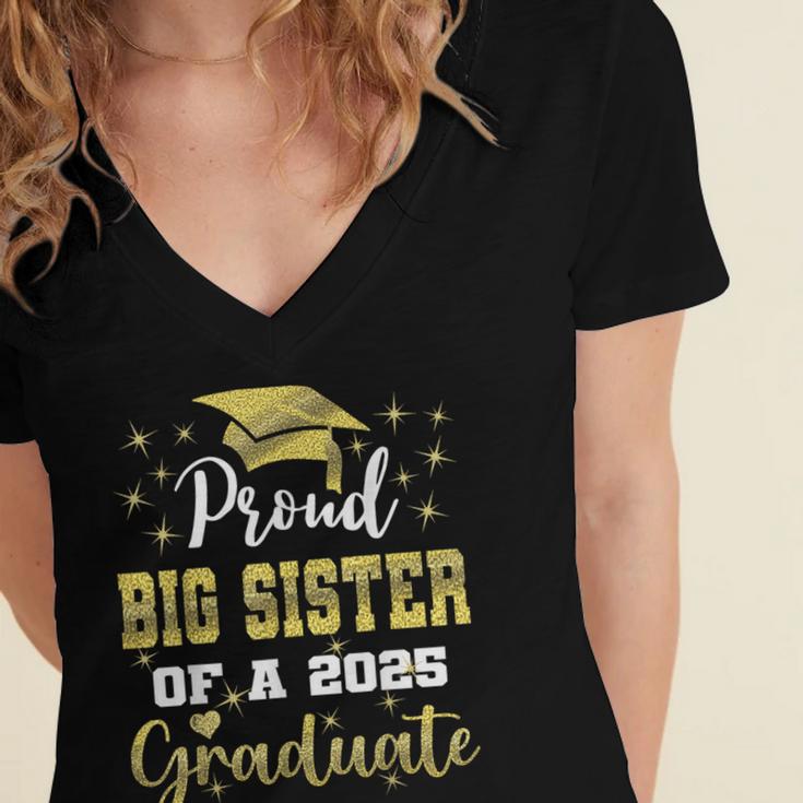 Super Proud Big Sister Of 2025 Graduate Graduation Family Women's Jersey Short Sleeve Deep V-Neck Tshirt