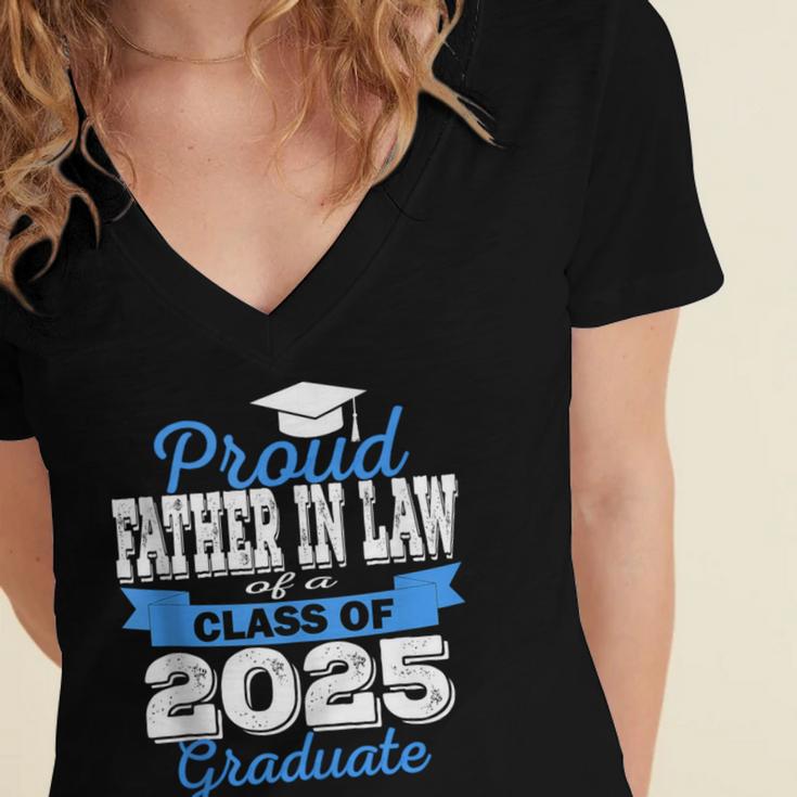 Super Proud Father In Law Of 2025 Graduate Graduation Family Women's Jersey Short Sleeve Deep V-Neck Tshirt