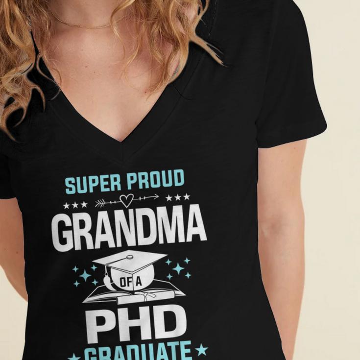 Super Proud Grandma Of A PHD Graduate Senior Graduation Women's Jersey Short Sleeve Deep V-Neck Tshirt