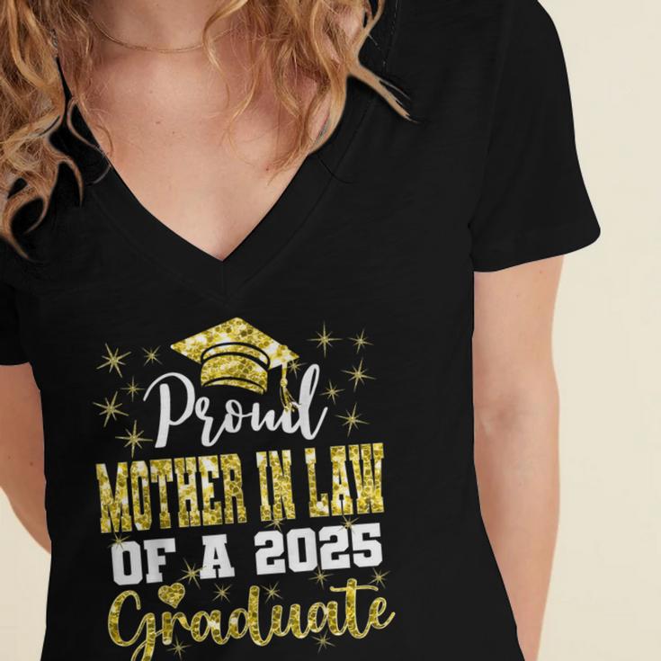Super Proud Mother In Law Of 2025 Graduate Graduation Family Women's Jersey Short Sleeve Deep V-Neck Tshirt