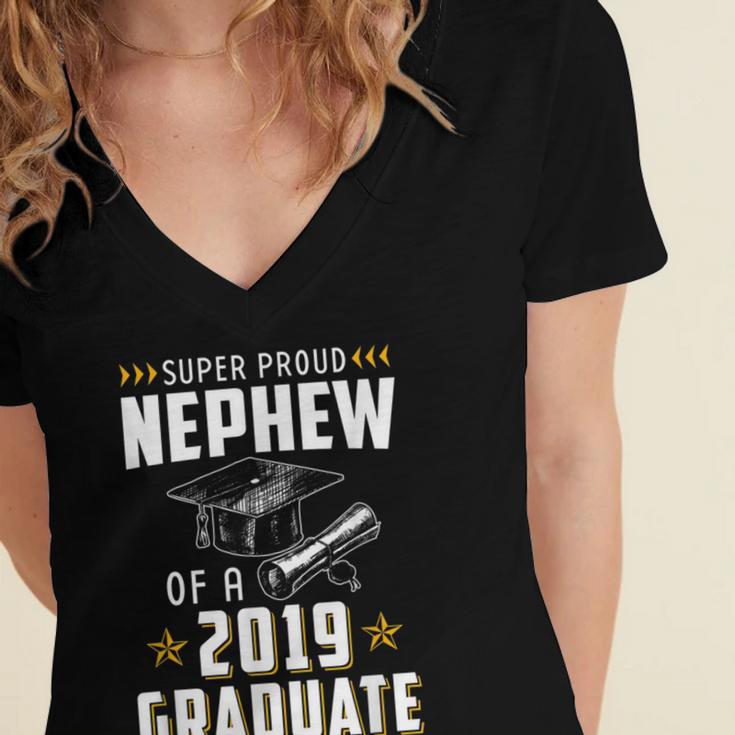 Super Proud Nephew Of A 2019 Graduate Shirt Graduation Women's Jersey Short Sleeve Deep V-Neck Tshirt
