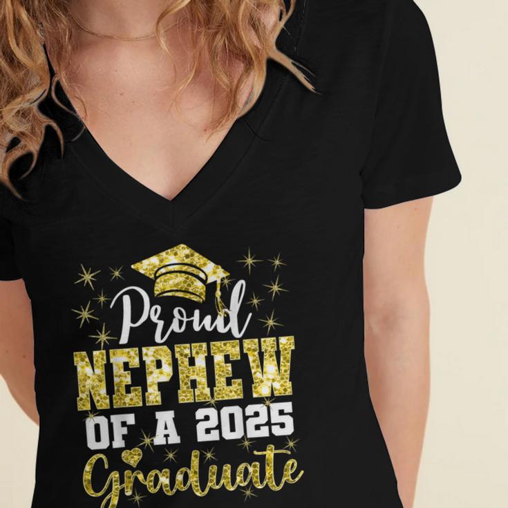Super Proud Nephew Of 2025 Graduate Senior Graduation Family Women's Jersey Short Sleeve Deep V-Neck Tshirt
