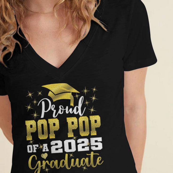 Super Proud Pop Pop Of 2025 Graduate Graduation Family Women's Jersey Short Sleeve Deep V-Neck Tshirt