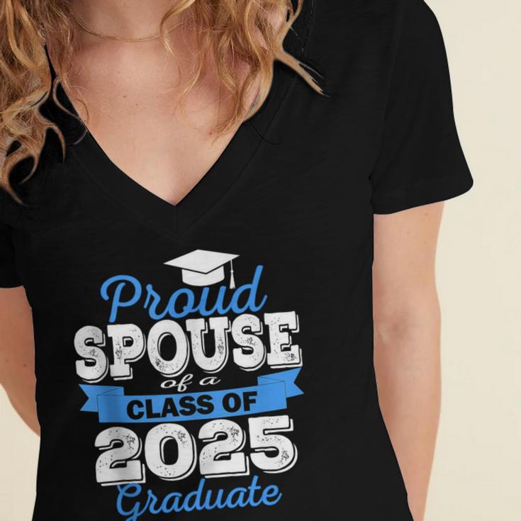 Super Proud Spouse Of 2025 Graduate Senior Graduation Family Women's Jersey Short Sleeve Deep V-Neck Tshirt