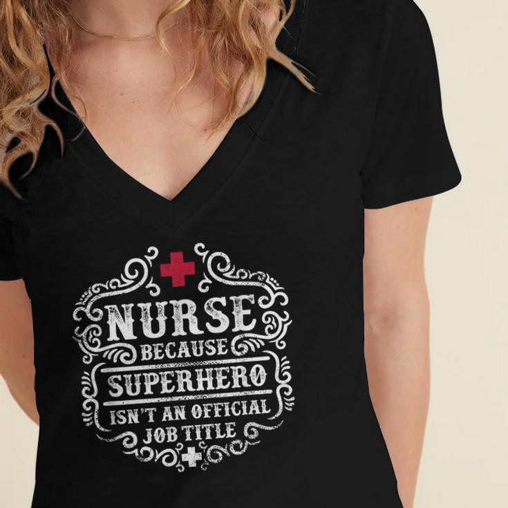 Superhero Nurse RN Graduation Thanks Shirt Women's Jersey Short Sleeve Deep V-Neck Tshirt