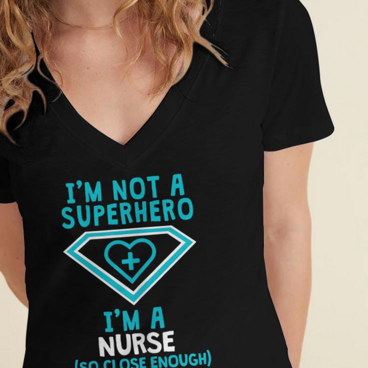 Superhero RN Nurse Shirt Graduation Women's Jersey Short Sleeve Deep V-Neck Tshirt