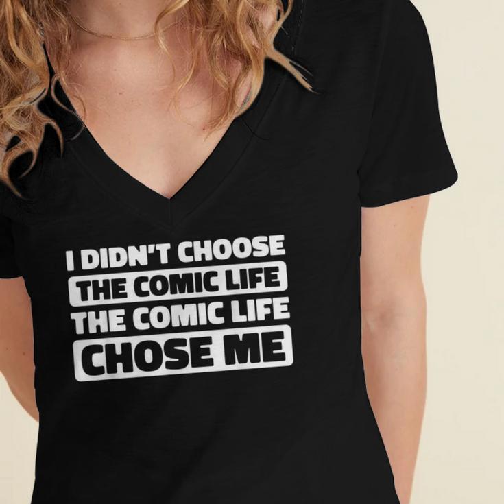 Superheroes Art Graphic Novels Comic Books Women's Jersey Short Sleeve Deep V-Neck Tshirt