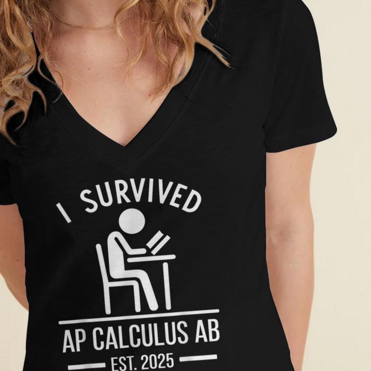 I Survived AP Calculus AB Graduation Senior 2025 Women's Jersey Short Sleeve Deep V-Neck Tshirt