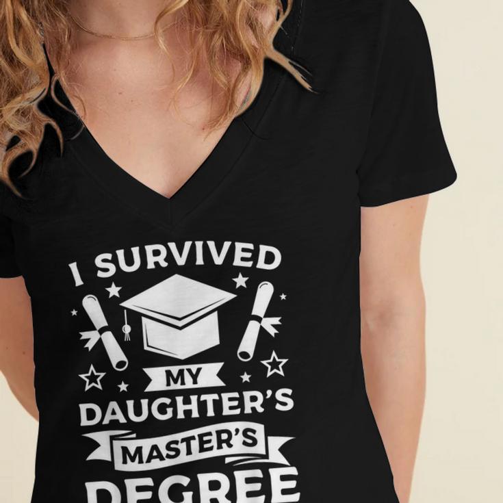 I Survived My Daughter's Master's Degree Graduation Women's Jersey Short Sleeve Deep V-Neck Tshirt