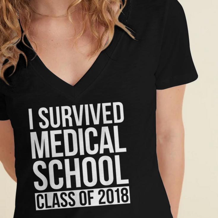I Survived Medical School Class Of 2018 Graduation Shirt Women's Jersey Short Sleeve Deep V-Neck Tshirt
