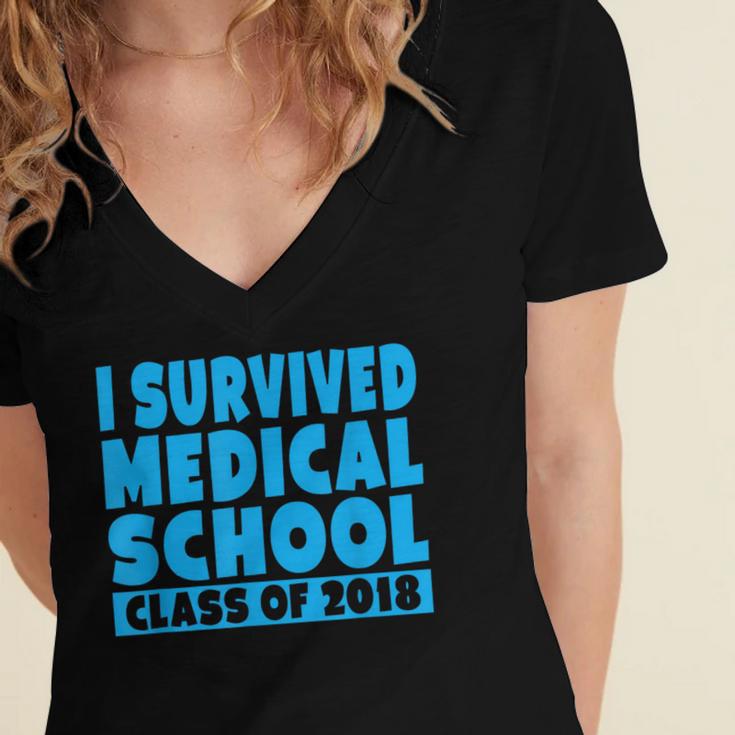 I Survived Medical School Class Of 2018 Graduation Women's Jersey Short Sleeve Deep V-Neck Tshirt