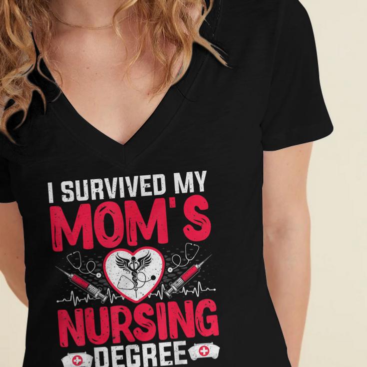 I Survived My Mom’s Nursing Degree Nurse Nursing Graduation Women's Jersey Short Sleeve Deep V-Neck Tshirt