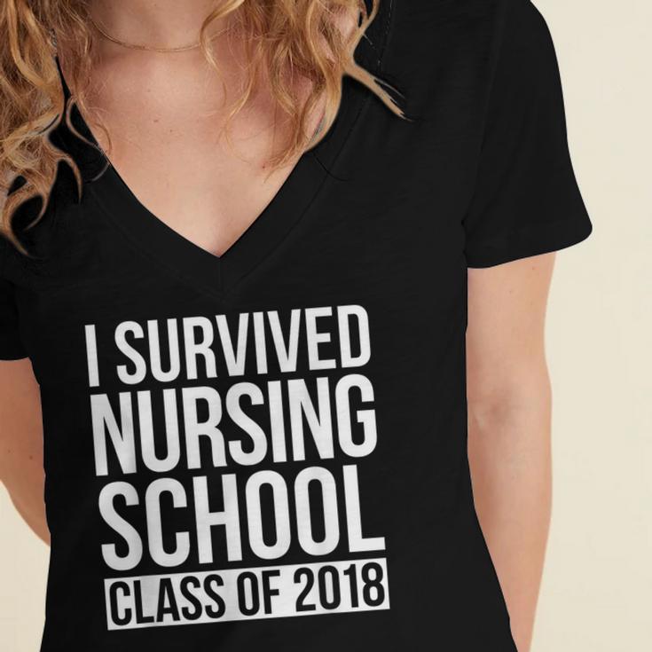 I Survived Nursing School Class Of 2018 RN Graduation Shirt Women's Jersey Short Sleeve Deep V-Neck Tshirt
