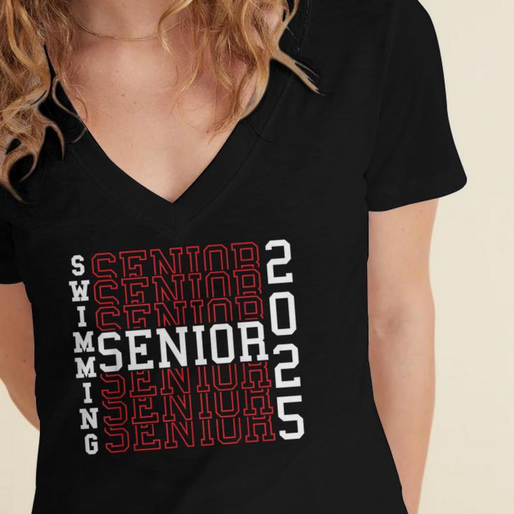 Swimming Senior Night Swimming Senior 2025 Graduation 40 Women's Jersey Short Sleeve Deep V-Neck Tshirt