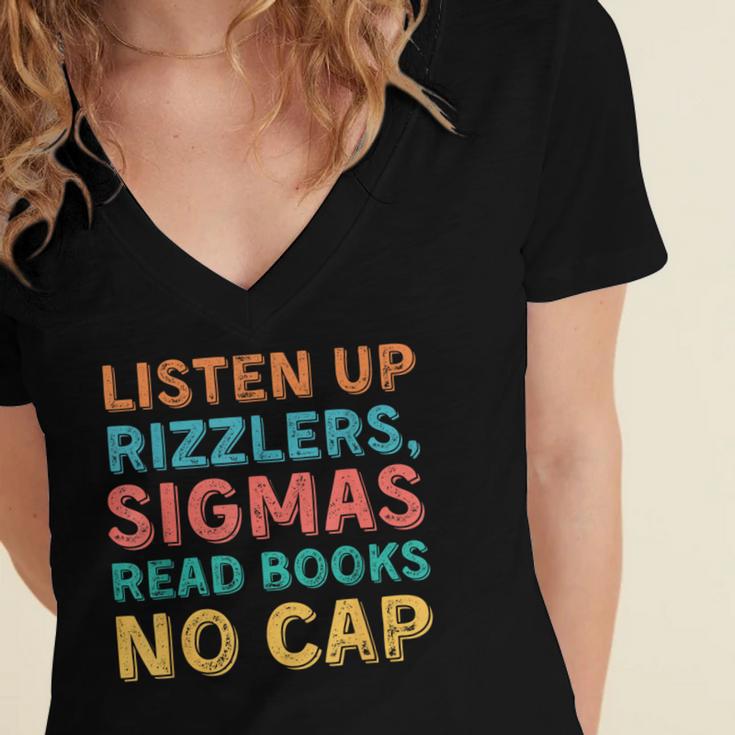 Teacher English Read Books Listen Up Rizzlers Women's Jersey Short Sleeve Deep V-Neck Tshirt Teacher English Read Books Listen Up Rizzlers Women's Jersey Short Sleeve Deep V-Neck Tshirt