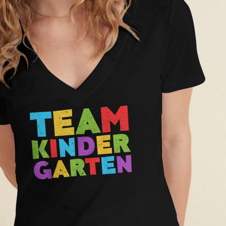 Team Kindergarten Shirt Teacher Back To School Graduation Men Women Girls Kids Women's Jersey Short Sleeve Deep V-Neck Tshirt