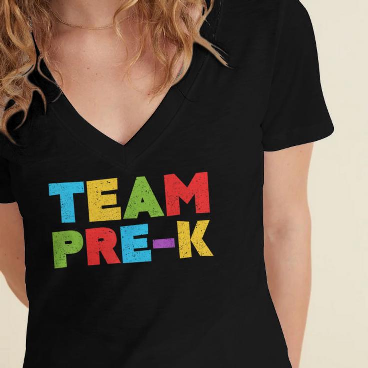 Team Pre-K Shirt Teacher Boy Girl Back To School Graduation Women's Jersey Short Sleeve Deep V-Neck Tshirt