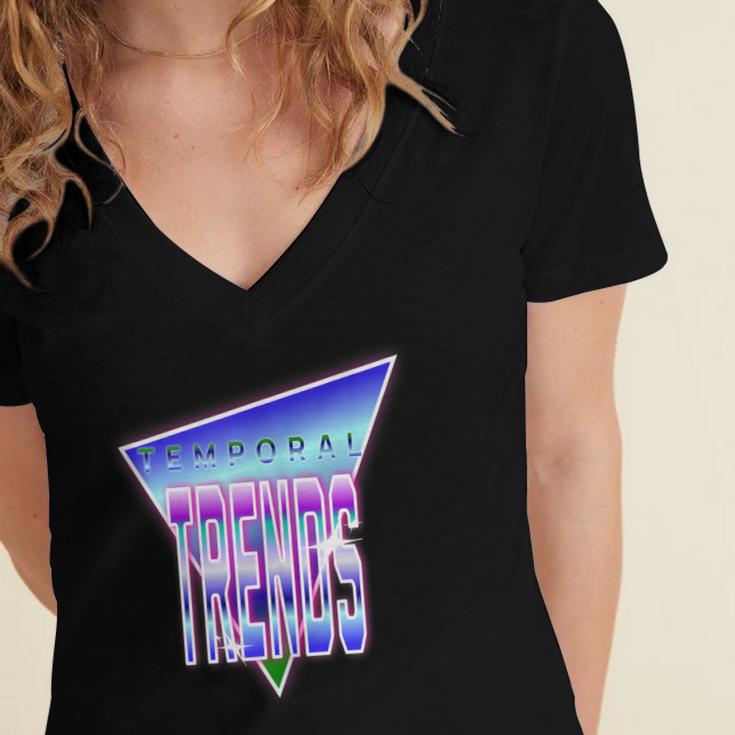 Temporal Trends Vaporwave Style Retro Nostalgia Look Women's Jersey Short Sleeve Deep V-Neck Tshirt Temporal Trends Vaporwave Style Retro Nostalgia Look Women's Jersey Short Sleeve Deep V-Neck Tshirt