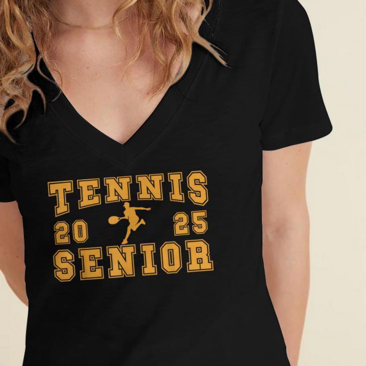 Tennis Senior Night Tennis Senior 2025 Graduation 11 Women's Jersey Short Sleeve Deep V-Neck Tshirt