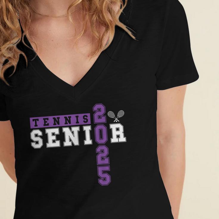 Tennis Senior Night Tennis Senior 2025 Graduation 43 Women's Jersey Short Sleeve Deep V-Neck Tshirt