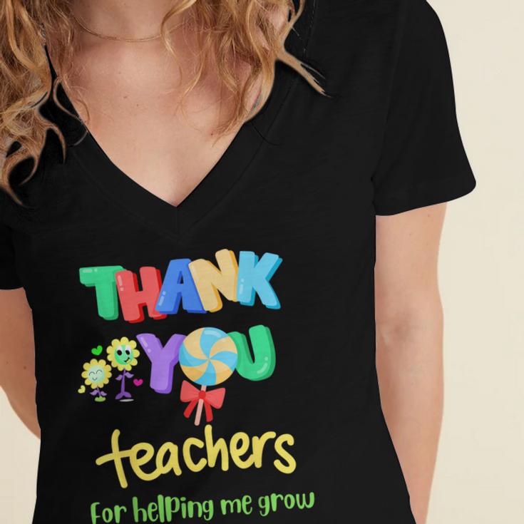 Thank You Teacher Appreciation Graduation Men Women Kids Women's Jersey Short Sleeve Deep V-Neck Tshirt