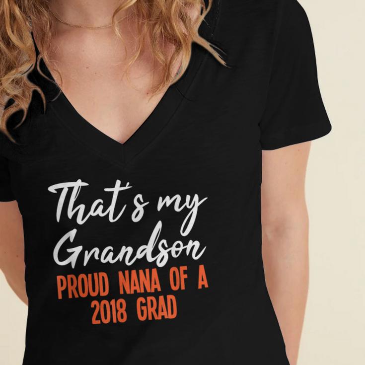That's My Grandson 2018 Graduation Shirt For Grad Nanas Women's Jersey Short Sleeve Deep V-Neck Tshirt
