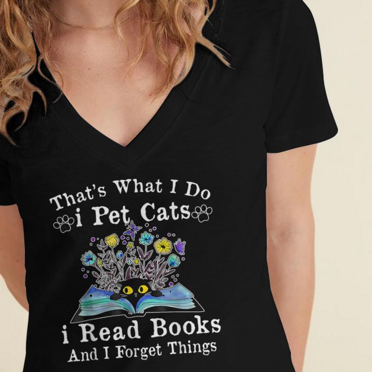 That’s What I Do Pet Cats Read Books Forget Things Flower Women's Jersey Short Sleeve Deep V-Neck Tshirt That’s What I Do Pet Cats Read Books Forget Things Flower Women's Jersey Short Sleeve Deep V-Neck Tshirt