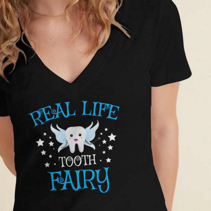 Tooth Fairy Tshirt Cute Dental Hygienist GraduationShirt Women's Jersey Short Sleeve Deep V-Neck Tshirt