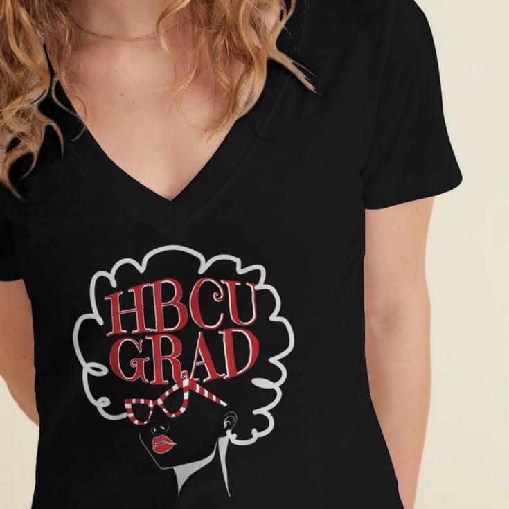 Historical College Graduation HBCU Grad Black Queen Women's Jersey Short Sleeve Deep V-Neck Tshirt