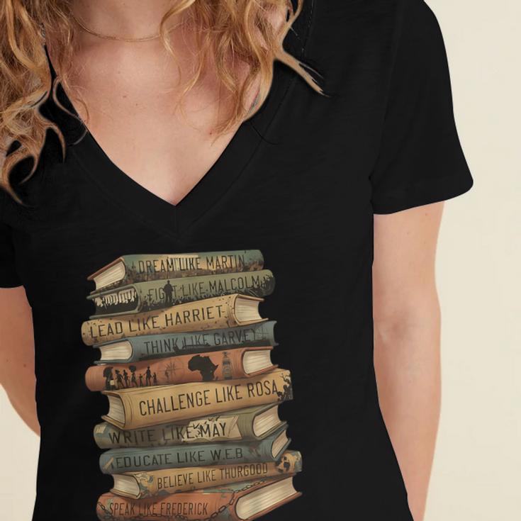 History Books Dream Like Martin Quote Black History Mo Women's Jersey Short Sleeve Deep V-Neck Tshirt History Books Dream Like Martin Quote Black History Mo Women's Jersey Short Sleeve Deep V-Neck Tshirt