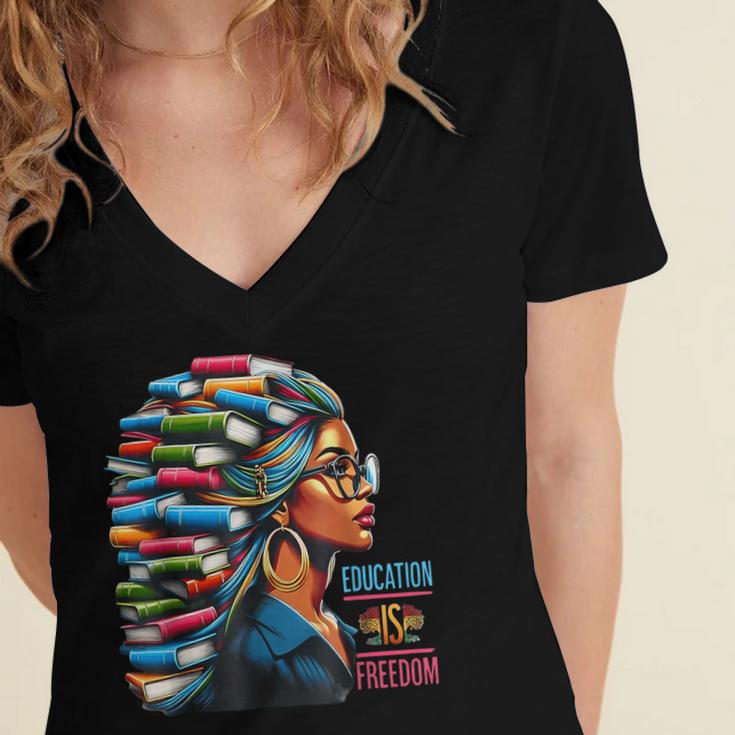History Education Is Freedom Books Teacher Women Girls Women's Jersey Short Sleeve Deep V-Neck Tshirt History Education Is Freedom Books Teacher Women Girls Women's Jersey Short Sleeve Deep V-Neck Tshirt