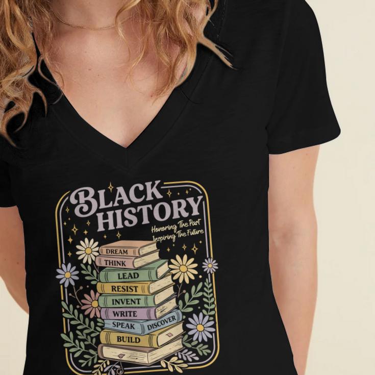 History Month Books Retro Black African Teacher Women Women's Jersey Short Sleeve Deep V-Neck Tshirt History Month Books Retro Black African Teacher Women Women's Jersey Short Sleeve Deep V-Neck Tshirt