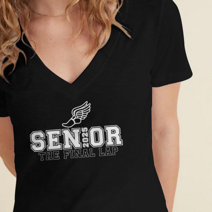 Track & Field Senior 2025 Graduation Year The Final Lap Women's Jersey Short Sleeve Deep V-Neck Tshirt