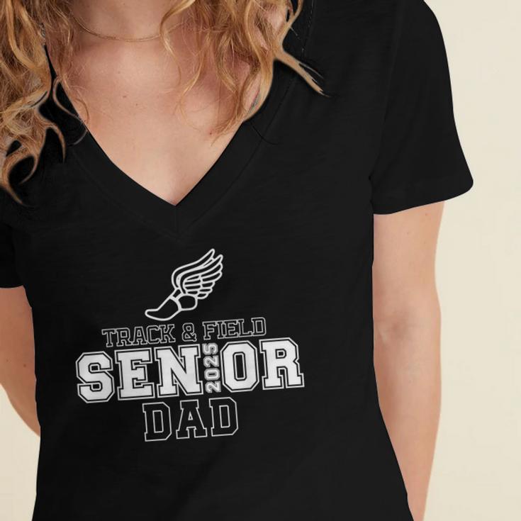 Track & Field Senior Dad 2025 Graduation Year Women's Jersey Short Sleeve Deep V-Neck Tshirt