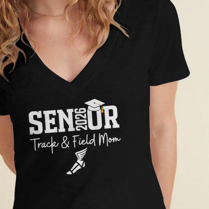 Track & Field Senior Mom Class Of 2026 Graduation 26 Women's Jersey Short Sleeve Deep V-Neck Tshirt