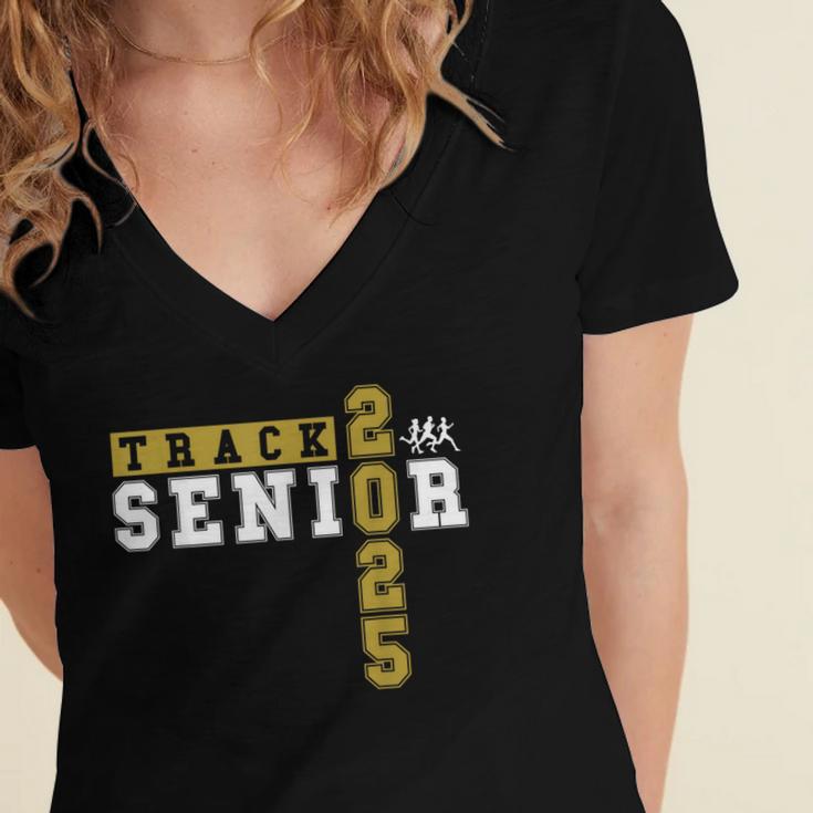 Track Senior Night Track Senior 2025 Graduation 14 Women's Jersey Short Sleeve Deep V-Neck Tshirt