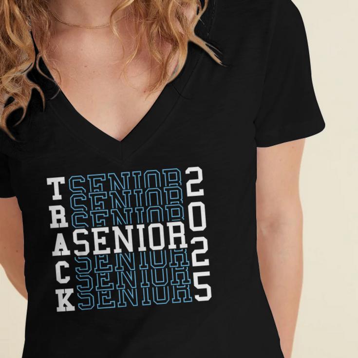 Track Senior Night Track Senior 2025 Graduation 50 Women's Jersey Short Sleeve Deep V-Neck Tshirt