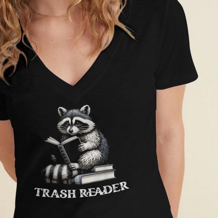 Trash Reader Book Reader Book Lover Book Reader Women's Jersey Short Sleeve Deep V-Neck Tshirt