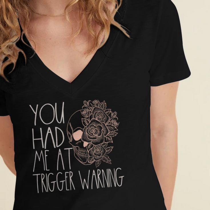 Trigger Warning Dark Romance Reader Smut Spicy Book Merch Women's Jersey Short Sleeve Deep V-Neck Tshirt Trigger Warning Dark Romance Reader Smut Spicy Book Merch Women's Jersey Short Sleeve Deep V-Neck Tshirt